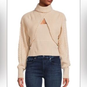 DESIGN 365 

Cutout Turtleneck Sweater
 
Size S  nwt off white / beige